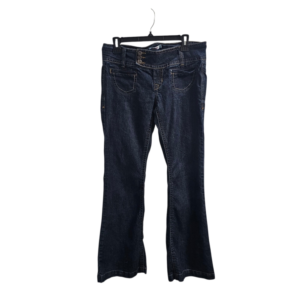 Bongo Vintage y2k Flare Leg Jeans Size 11 Low Rise Dark Wash